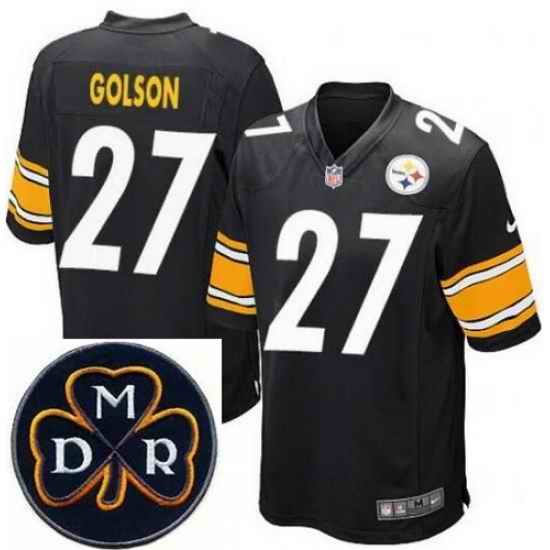 Men's Nike Pittsburgh Steelers #27 Senquez Golson Elite Black NFL MDR Dan Rooney Patch Jersey